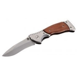 Navaja De Acero Inoxidable De 85 mm Con Mango De Madera Y Bolsa De Nylon ALYCO