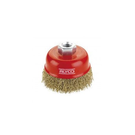 Cepillo De Taza Alambre Ondulado Latónado Para Amoladora ALYCO