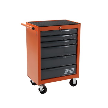 Carro metálico de 6 cajones ALYCO ORANGE - Almacenamiento robusto par