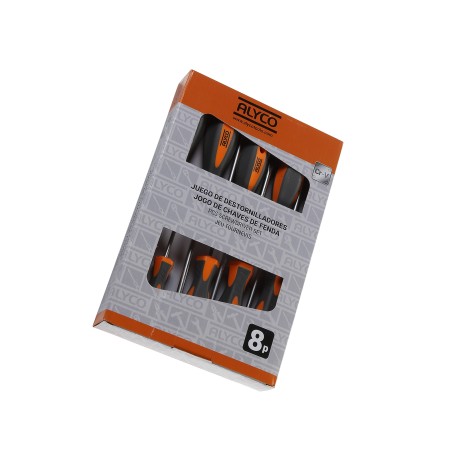 Juego De 8 Destornilladores Plano. Ph Y Pz En Caja Cartón ALYCO ORANGE