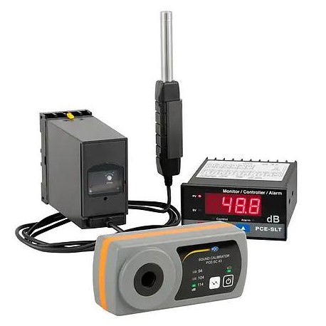 Sonómetro PCE-SLT-KIT-N con relé e indicador digital + calibrador acú