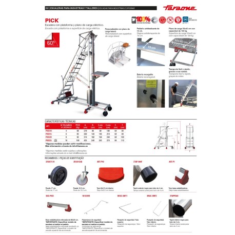 PICK | Escalera con plataforma y plano de carga eléctrico