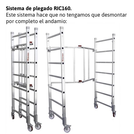 RAPIDO 160 | Andamio de aluminio con ruedas y plataforma de 160x80 cm