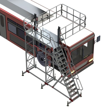 TSA-S | Escalera con plataforma y barandilla regulable,Escalera con p