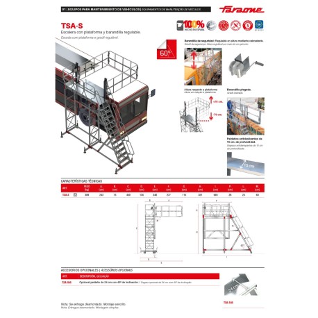 TSA-S | Escalera con plataforma y barandilla regulable,Escalera con p