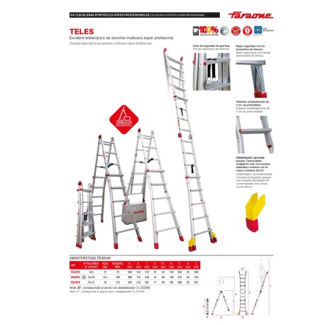 TELES | Escalera telescópica de aluminio multiusos súper profesional