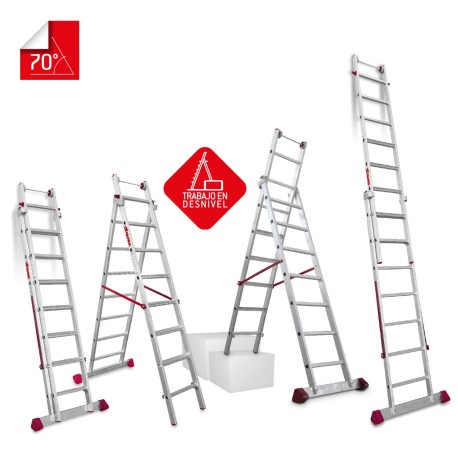 EN1400 | Escalera multiuso de 2 tramos con peldaños cómodos,Escalera 