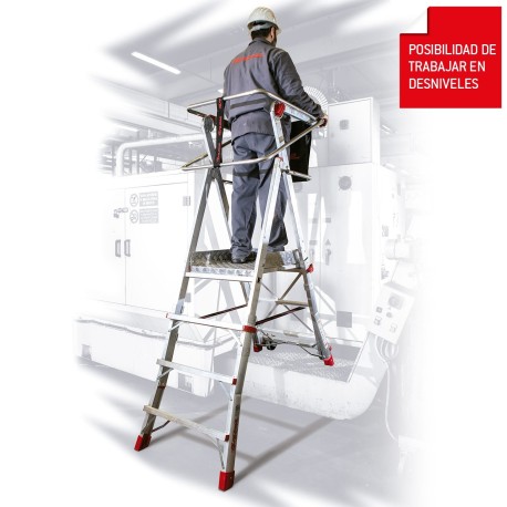 PLS | Escalera con amplia plataforma y altura regulable
