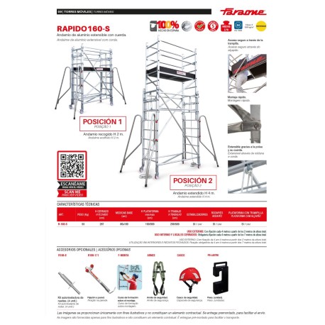 RAPIDO 160-S | Andamio Extensible con cuerda de 160x80 cm.,Andamio Ex