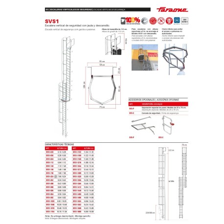 SVS1 | Escalera vertical de seguridad con jaula y descansillo
