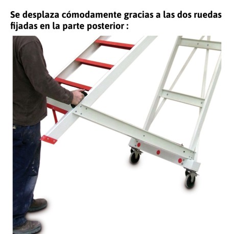 ALFI | Escalera con plataforma y barandilla de seguridad de fibra de 