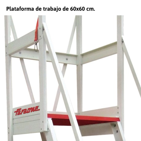 ALFI | Escalera con plataforma y barandilla de seguridad de fibra de 