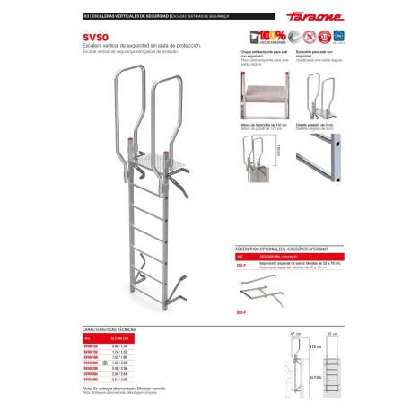 SVS0 | Escalera vertical de seguridad sin jaula de protección