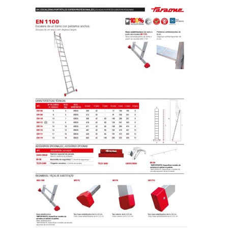 EN1100 | Escalera de apoyo con peldaños anchos