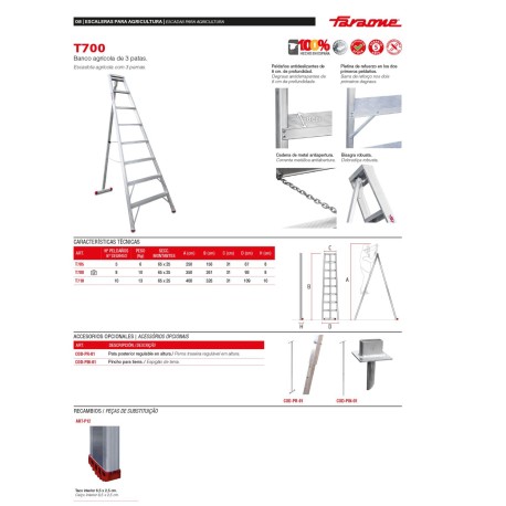 T700 | Banco agrícola de 3 patas