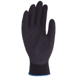 Guante de nylon sin costuras con recubrimiento de nitrilo microporoso