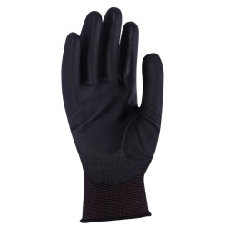 Guante de poliéster sin costuras con recubrimiento de poliuretano en 