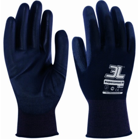 Guante de poliéster sin costuras con recubrimiento de poliuretano en 