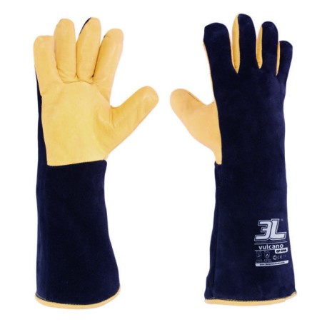 Guante de serraje crupón vacuno con palma de piel flor VULCANO | 3L I