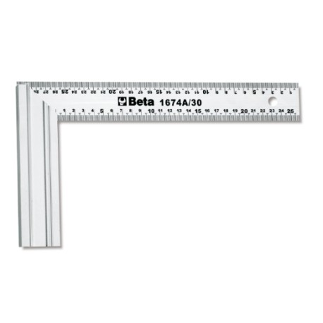 Escuadra de carpintero con hoja de acero y base de aluminio