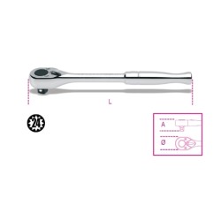 Carraca reversible con cuadrado macho de 1/2"" con mango de metal cro