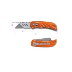 Cúter de cuchilla trapezoidal con mango de aluminio y 5 cuchillas