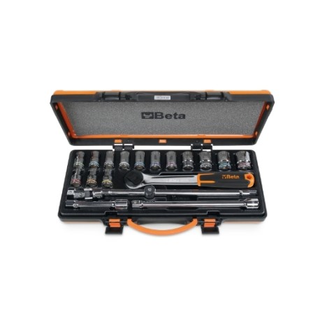  Surtido de 14 vasos hexagonales de colores y 5 accesorios en caja de