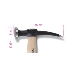 1345 - Martillo de aplanar de cabeza convexa, con mango de madera