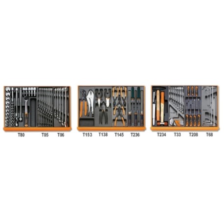 Surtido de 98 herramientas para mantenimiento industrial en termoform