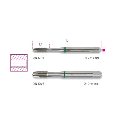 Machos para roscado a máquina paso grueso para agujeros pasantes de a