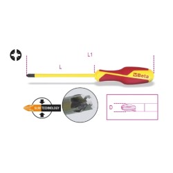 Destornillador Slim para tornillos Pozidriv®-Supadriv® + planos, aisl