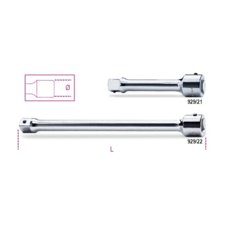 Alargadera con Cuadrado Macho y Hembra de 1"", Cromada 929/21 - 929/2