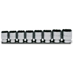 920B/SB8 – Juego de 8 vasos de 1/2"" poligonales en soporte – Beta To