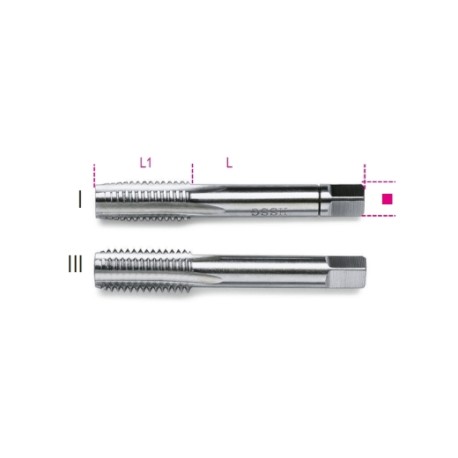 Machos para roscar manuales, paso fino, roscado métrico de acero HSS 
