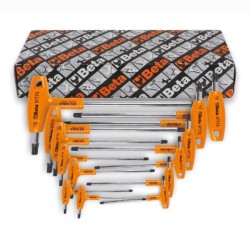 Juego de 11 llaves macho acodadas con mango para tornillos con huella