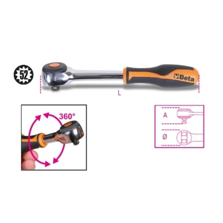 Carraca reversible con mango giratorio de 3/8"" – Beta Tools";