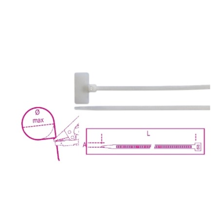 Bridas de nailon con placa externa 20x9 mm 1748-BT3 – Beta Tools