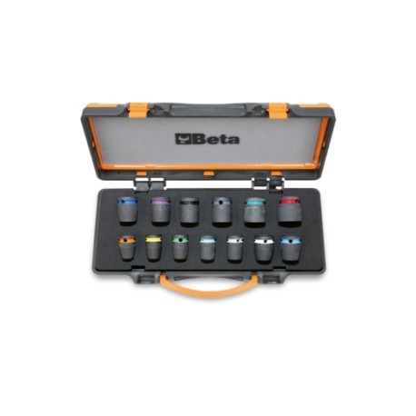 Juego de 13 vasos de impacto Beta de 1/2"" hexagonales de colores en 