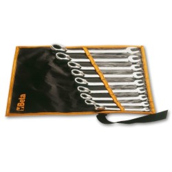 Juego de llaves combinadas rectas con carraca en sobre enrollable - B