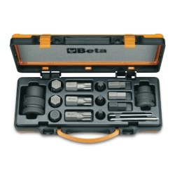 Surtido de 12 puntas de impacto y 4 accesorios Beta en caja de metal