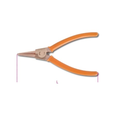 Alicate para retenes exteriores de bocas rectas, con mangos recubiert