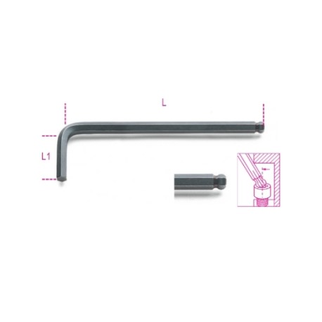 Llaves macho hexagonales acodadas con cabeza esférica, bruñidas - Bet