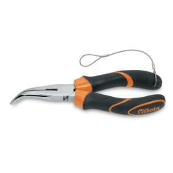 Alicate de bocas semirredondas acodadas largas y granuladas, cromado 