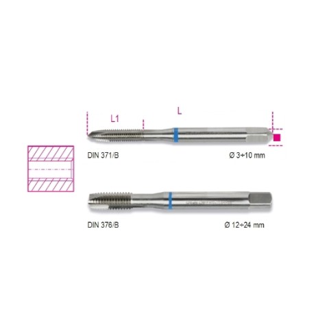 Machos para roscado a máquina paso grueso para agujeros pasantes de a