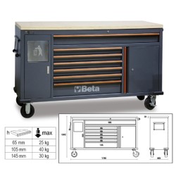 Cajonera móvil Work Station con 7 cajones y papelera integrada para m