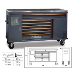 Cajonera móvil Work Station con 7 cajones y papelera integrada para m