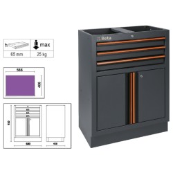 Módulo fijo con 3 cajones y 2 puertas para mobiliario para taller C45