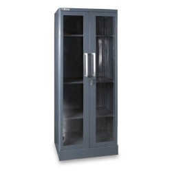 Armario en chapa con 2 puertas transparentes en policarbonato para mo