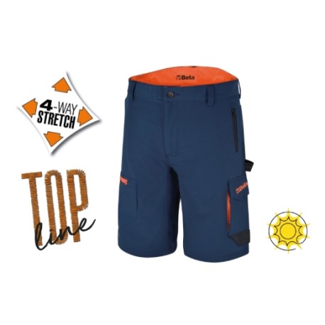 Bermuda ligera de trabajo multibolsillos de tejido elástico 7661B