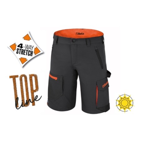 Bermuda ligera de trabajo multibolsillos elastizada Slim Fit 7661G